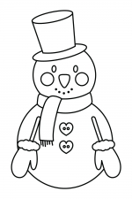 Snowman with Hat, Scarf and Heart-shaped Buttons ⛄🎩❤️❄️🧣