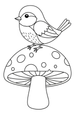 Spring Bird Sitting on a Mushroom 🐦🍄🌿