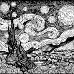 Starry Night from Vincent van Gogh iconic oil painting created in 1889 🌌🎨🌟 🌌🎨🌟🌙🖌️