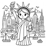Statue of Liberty in New York in front of Hudson River with Boats 🗽🌊🚤