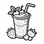 Strawberry Blueberry Cherry Milkshake with Straw 🍓🍒🥤