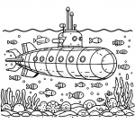 Submarine Boat with Fish Underwater in the Sea 🚢🐟🌊