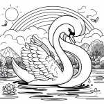 Swan on Lake with Rainbow and Letter S 🦢🏞️🌈
