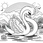 Swan on Lake with Rainbow and Letter S 🦢🏞️🌈