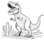 T-Rex Dinosaur Roaring Standing in Landscape with Cactus 🌵🦖🌄