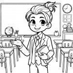 Teacher in Empty Classroom Explaining 📚👩‍🏫🍎