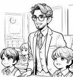 Teacher in Classroom with Interested Boys 📚👨‍🏫