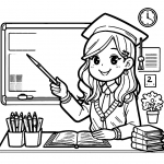 Teacher Pointing at Blackboard ✏️👩‍🏫📚