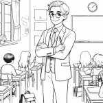 Teacher Standing and Smiling in Classroom with Kids 📝👨‍🏫🤗