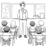 Teacher Standing in Classroom with Kids 📚👨‍🏫👓