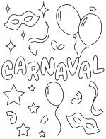 Text Carnaval Surrounded by Balloons Masks Streamers and Stars 🎭🎈✨