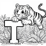 Cute Tiger Jumping, and Letter T 🐅🏃‍♂️