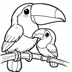 Toucan Bird with Baby on Branch 🐦👶🌳