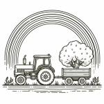 Tractor with Trailer on the Field with a Tree 🚜🌲🌳