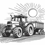 Tractor with Trailor on the Field with Sun 🚜☀️