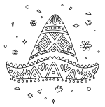 Traditional Mexican Hat with Vibrant Patterns and Flowers 🧢🌺🌟
