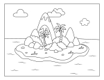 Tropical Island with Mountains and Palm Trees 🌴🏝️⛰️🌞🦜