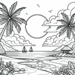 Tropical Beach with Sun 🏝️☀️🥥