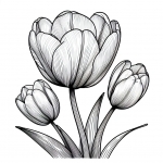 Tulip Flower with Leaves 🌷🍃