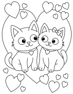 Two Cute Cats in Love surrounded by Hearts - Valentine 🐾💖🐱❤️✨