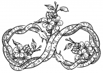Two Interlaced Snakes with Flowers Background 🐍🌸🎨✨