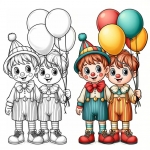 Two Boys Dressed up as Clowns with Balloons 👬🤡🎈