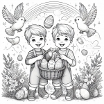Two Brothers Collecting Easter Eggs and Playing Together 🐣👬🏞️