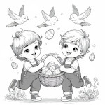 Two Brothers Collecting Easter Eggs and Playing Together 🐣👬🏞️