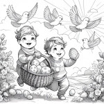 Two Brothers Collecting Easter Eggs and Playing Together 🐣👬🏞️
