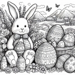 Easter Bunny and Basket with Easter Eggs 🐰🧺🐣
