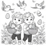 Two Brothers Collecting Easter Eggs and Playing Together 🐣👬🏞️