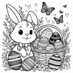 Easter Bunny and Basket with Easter Eggs 🐰🧺🐣