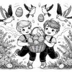 Two Brothers Collecting Easter Eggs and Playing Together 🐣👬🏞️