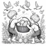 Two Brothers Collecting Easter Eggs and Playing Together 🐣👬🏞️