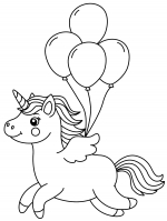 Unicorn with Balloons Attached Flying 🎈🦄☁️