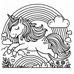 Unicorn with Clouds and Rainbow 🦄🌈☁️