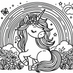 Unicorn with Clouds and Rainbow 🦄🌈☁️