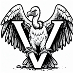 Vulture with Letter V 🦅