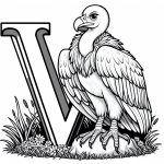 Vulture with Letter V 🦅