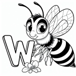 Wasp with Letter W and a Flower 🐝🌸