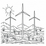 Landscape with Wind Turbines and Sun 🌄🍃