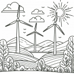 Landscape with Wind Turbines and Sun 🌄🍃