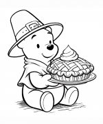 Winnie the Pooh with Thanksgiving Pumpkin Pie Wearing Pilgrim Hat 🎩🐻🥧
