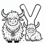 Yak with Baby and Letter Y
