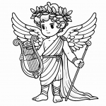Young Greek God Apollo with Wings Holding Lyre 🎶👼