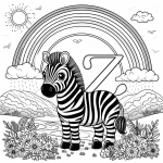 Zebra with Rainbow and Letter Z in Landscape 🦓🌈🏞️