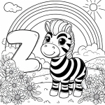 Zebra with Letter Z, Flowers, and Rainbow 🦓🌺🌈