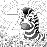 Zebra in Landscape with Rainbow and Letter Z 🦓🌈