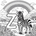 Zebra with Letter Z and Rainbow in Landscape 🦓🌈
