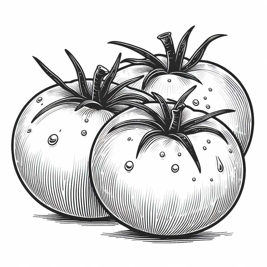 Three Tomatoes 🍅🍅🍅 Coloring Page